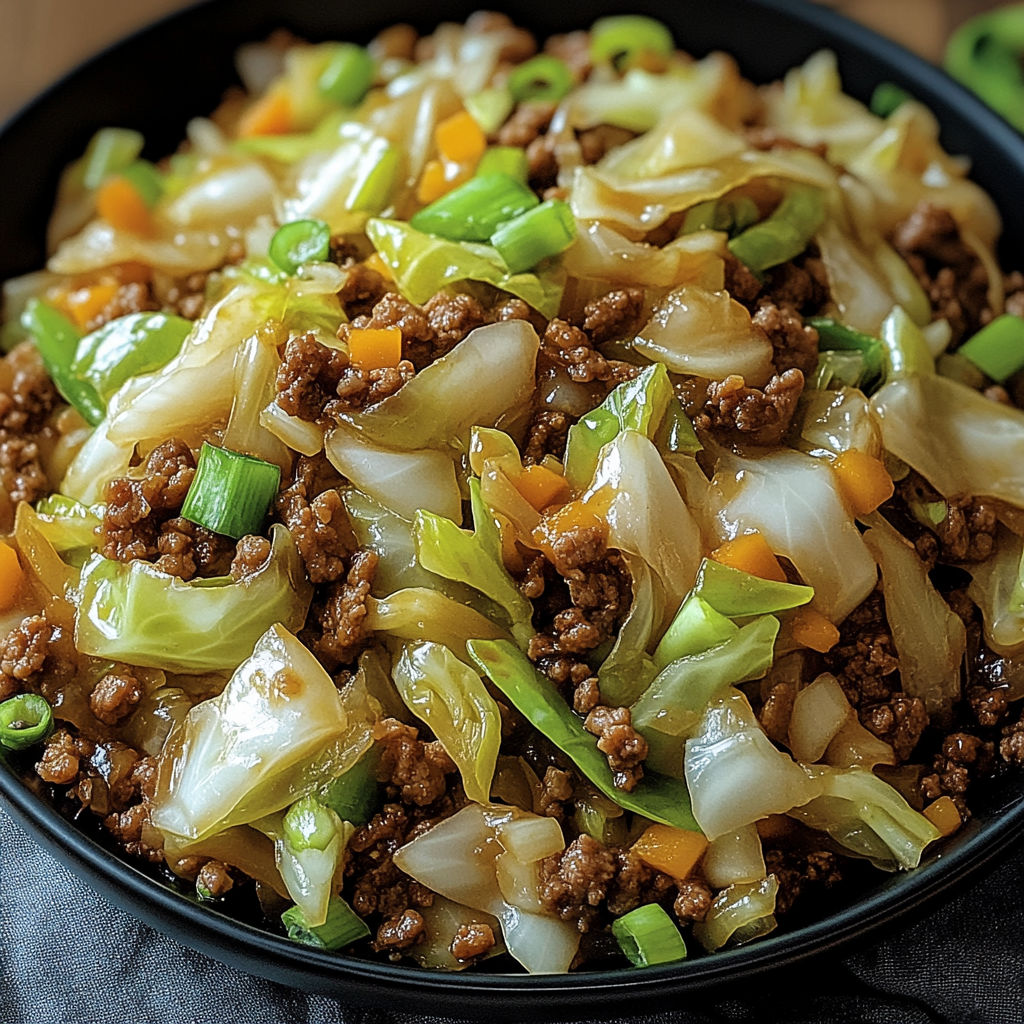 A bowl of beef and vegetable stir fry, including carrots and broccoli, is served in a black bowl.
