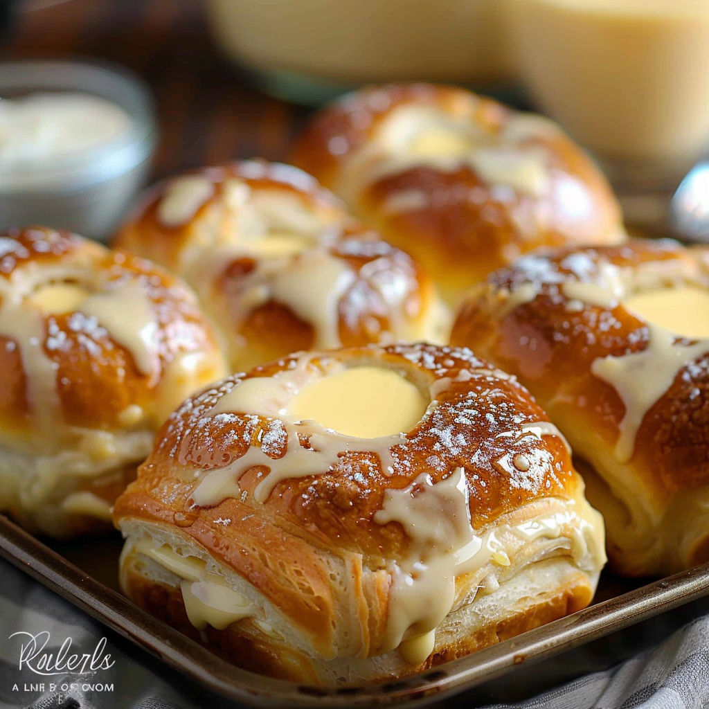 A tray of delicious Easy Hawaiian Roll Cream Danishes.