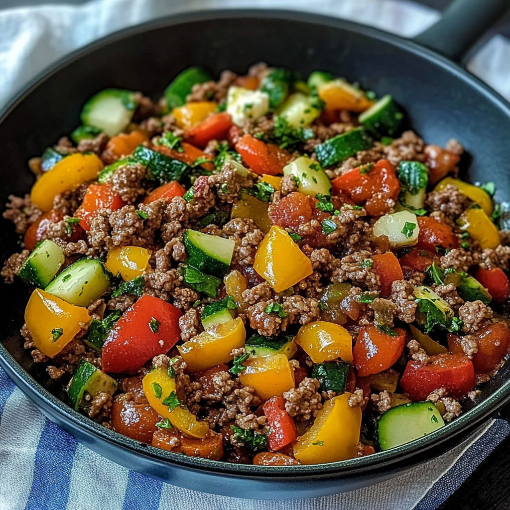 A bowl of meat and vegetables, including tomatoes, cucumbers, and peppers, is ready to be cooked.