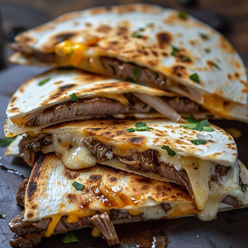 A delicious meal of Steak Cheese Blackstone Quesadillas.