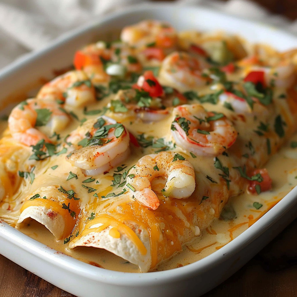 A delicious seafood dish with shrimp and tomatoes, served in a white bowl.