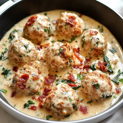 Chicken Ricotta Meatballs with Creamy Bacon Sauce