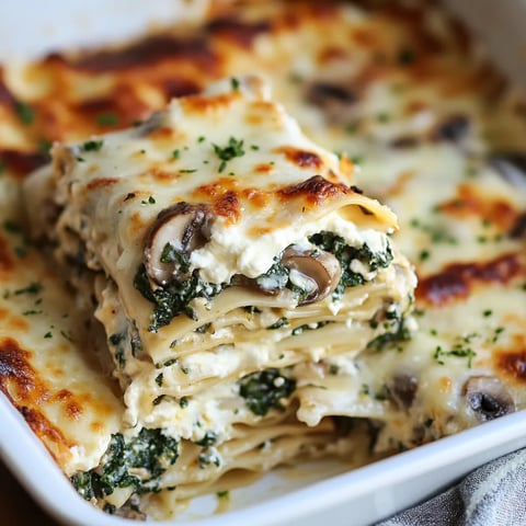 Cheesy Mushroom Spinach Lasagna
