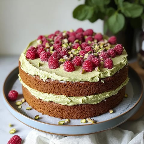 Layered Pistachio Raspberry Cake