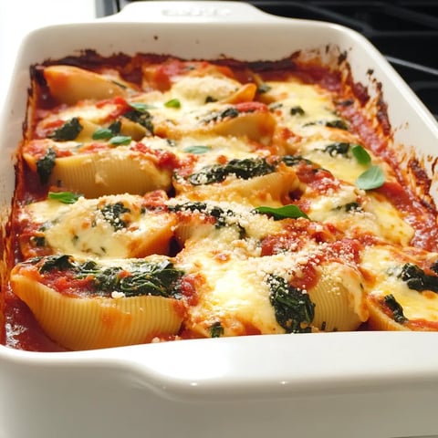 Cheesy Spinach Stuffed Pasta Shells
