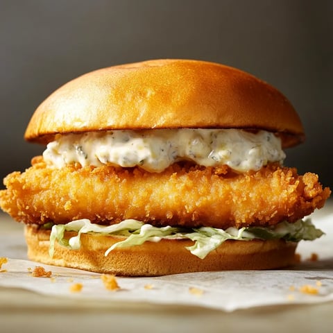 Crunchy Cod Sandwich on a Soft Bun with Cheese