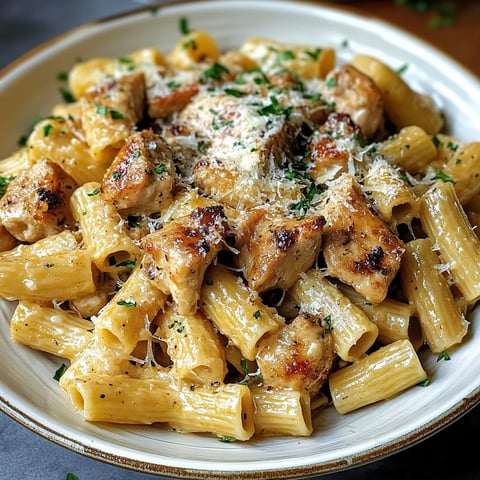 Golden Chicken in Cheesy Garlic Parmesan Sauce with Pasta