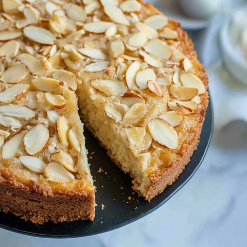 A tasty slice of almond cake placed on a plate.