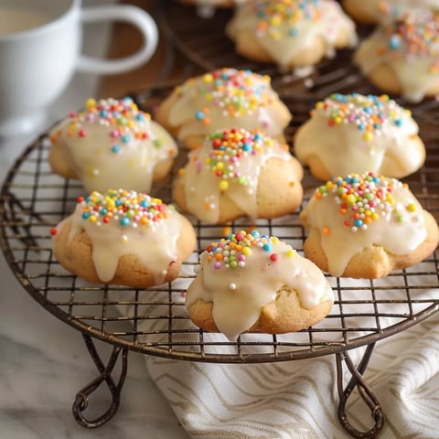 Cookies freshly baked and topped with sprinkles.