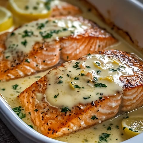 Salmon in Lemon Garlic Cream Sauce