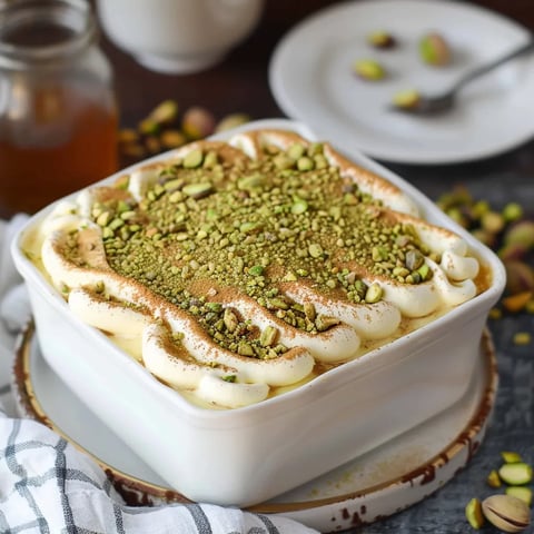A creamy pistachio sweet in a bowl.