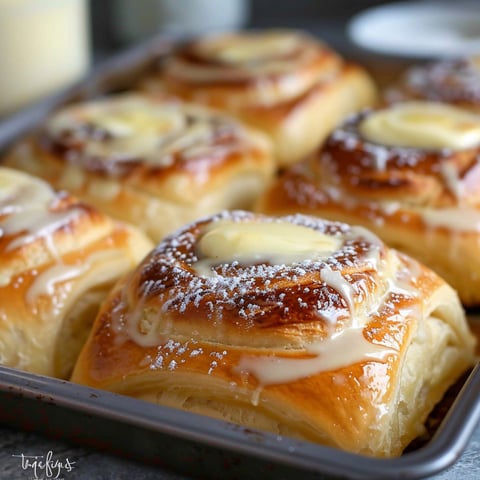 A pan of delicious Easy Hawaiian Roll Cream Danishes.